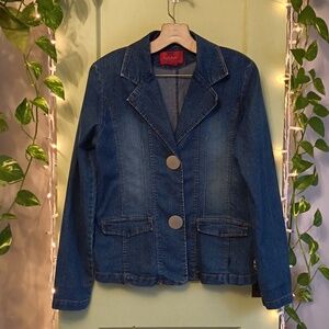 Women's Paris Blues Denim Blazer Suit Denim Oversized Snap Button Jacket L